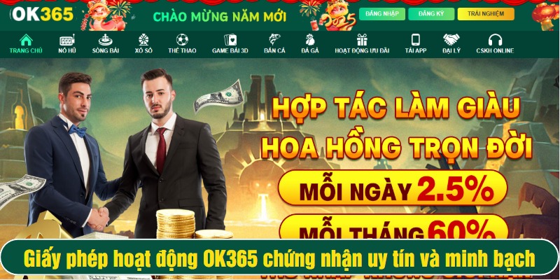 Đại lý OK365 tạo điều kiện cho đối tác nhận hoa hồng