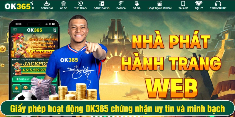 Giấy phép hoạt động OK365 giúp nhà cái hoạt động một cách minh bạch